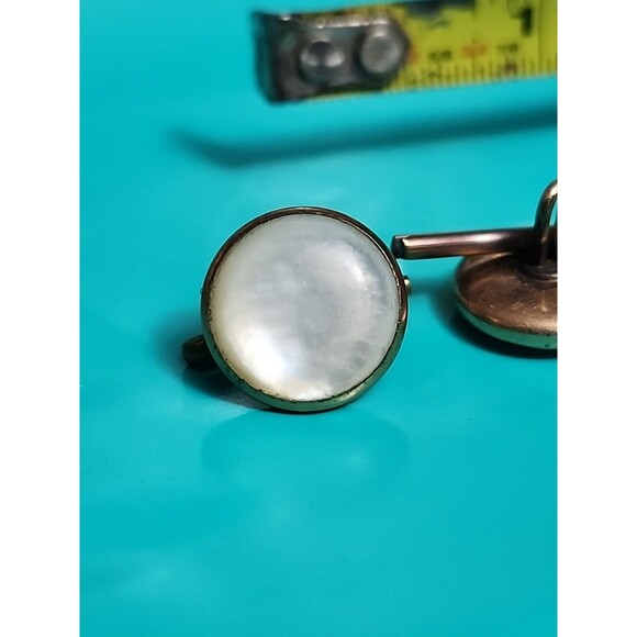 Vintage Dark Mother of Pearl Mens Shirt Studs Formal Jewelry Set - Picture 2 of 7